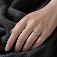 Bague en argent 925 avec moissanite ronde D VVS1 de 1 carat, double rangée, à griffes parallèles, 4 griffes, pour cadeaux