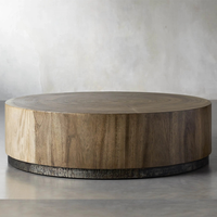 Luxe Moderne Patio Table Basse Confortable Portable Artisan Teck Bois Rustique Pieds En Acier pour Hôtels Parcs Appartements Villas