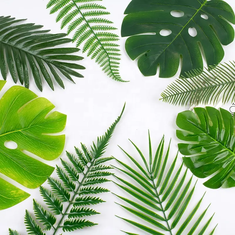 Décor de fête tropicale, fausses feuilles d'intérieur, plantes, feuilles de Monstera artificielles