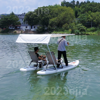 Bateau Catamaran Gonflable avec Auvent et Chaises, Idéal pour les Loisirs Nautiques en Lac, Plage, Station Balnéaire et Location Commerciale
