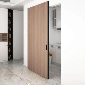Puerta Corredera Minimalista Tipo Granero, Sin Rieles, de Madera Sólida Compuesta, Apertura Manual, para Dormitorio o Sala de Estar, Deslizamiento Invisible - Product Image 4