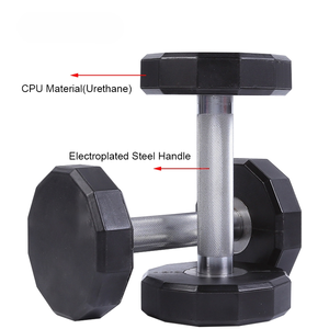 XUHE SPORTS Équipement de gymnastique Logo personnalisé 2KG-50KG Haltère en uréthane Haltères CPU <span class=keywords><strong>12</strong></span> faces avec poignée moletée - Product Image 2