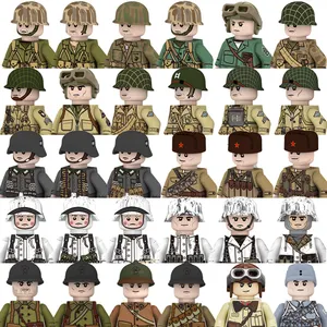 Mini militar WW1 WW2 figuras Ejército alemán ejército de EE. UU. tanque comando soldado con armas pistolas Swat serie bloques de construcción niños juguete