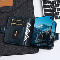 SUTENI untuk iPhone Duo Casing Ponsel Magnet Buckle Card Holder Stand Flip Cover Dompet Kulit Imitasi