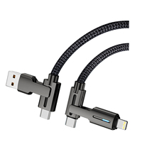 Câble USB Type-C 8 broches 4-en-1 super rapide 100W en nylon tressé pour synchronisation de données et chargement stables, compatible avec les chargeurs universels EU/UK/US/AU