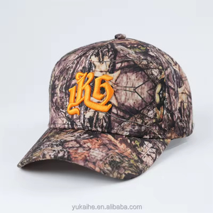 High Quality Custom Camouflage Baseball Cap 5 Panel Structured Outdoor Sports Hat with 3D Embroidery Logo Made of Cotton - Product Image 4