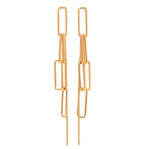 OZE Boucles d'oreilles en or élégantes pour femmes, nouvelle mode, avec chaîne trombone en acier inoxydable - Product Image 4