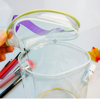 Nouvelle pochette cylindrique cosmétique sac en PVC de forme ronde sacs de rangement à fermeture éclair en PVC cylindrique sacs en plastique PVC transparent pour l'emballage