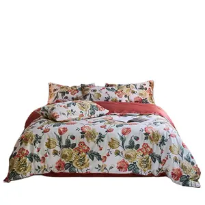 Hangzhou warm home textile floral pattern housse de couette 220x240 bed cover bedsheet set