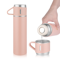 Ensemble de thermos isothermes sous vide 500 ml en acier inoxydable 304, bouteille de voyage pour café avec trois tasses, anti-fuite, logo personnalisé