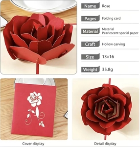 Carte de vœux 3D en forme de rose pour petite amie, parfaite pour la Saint-Valentin et les anniversaires, avec une ambiance romantique et cérémonieuse - Product Image 3