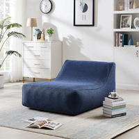 Canapé gonflable portable pliable en PVC écologique bleu avec cadre en bois, design moderne, personnalisé 93x66x78cm