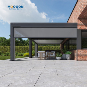 Năng lượng mặt trời cơ giới nén rèm ngoài trời không thấm nước Windproof Zip theo dõi hệ thống thông minh dù để che nắng cho ban công Patio - Product Image 1