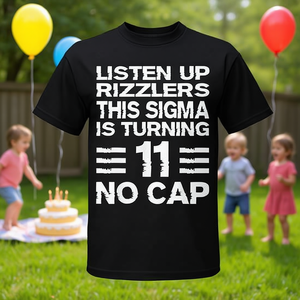 Camiseta de cumpleaños número 11 de Sigma para niños y niñas de 11 años, diseño sin gorra Rizzlers - Product Image 3