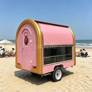 Chariot de rue mobile rose pour mini-coffrets de café et desserts, idéal pour le camping – Nouveauté UE en promotion - Product Image 1