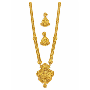 R.K.FASHION ACCESSORIES Limited Ensemble d'accessoires de mode faits à la main en métal plaqué or, collier long et boucles d'oreilles, origine Bengale occidental - Product Image 1