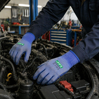 Gants de travail légers HTR HPPE, doublure tricotée 18 jauges, pouce renforcé au nitrile, entre-doigts respirant, résistants aux coupures, enduits PU