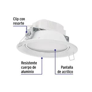 Luminaria empotrada LED redonda Volteck de 6W, luz blanca cálida, 2 unidades por caja para hogar residencial, oficina, cocina, certificado ETL IP44 - Product Image 2