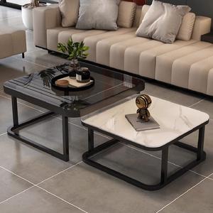 Table basse en verre trempé 80x80cm, mobilier de salon moderne et minimaliste, design simple haut de gamme - Product Image 1