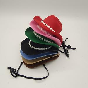 قبعة دنيم غربية مزينة باللؤلؤ الجديد ، قبعة حيوانات أليفة صغيرة بنمط صلب ، قبعة حيوانات أليفة للقطط والكلاب لجميع أيام الهالويين والشتاء - Product Image 3