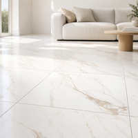 Carreaux de sol en céramique polie en porcelaine moderne, blanc brillant, effet marbre, 600x600 mm, 60x60, effet marbre, pour les pièces