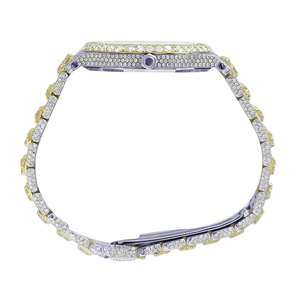 Impresionante Reloj de Acero Inoxidable con Moissanita Radiante, Acabado Brillante y Estilo Clásico de Cuarzo, Ideal para Hombres y Mujeres - Product Image 3