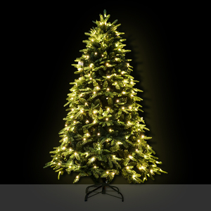 Décor de vacances 7Ft 8Ft 9Ft Snow White Floqué Arbres de Noël artificiels pré-éclairés avec des lumières chaudes - Product Image 5