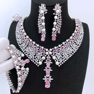 Ensemble de <span class=keywords><strong>bijoux</strong></span> de mariage italien tendance T262K, nouveau design de collier en perles, plaqué or 18 carats, <span class=keywords><strong>bijoux</strong></span> de mode, collier de Chine continentale - Product Image 4