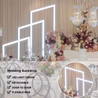 Support de toile de fond métallique lumineux LED en forme géométrique pour événements, décoration de scène, ensemble d'arche de mariage