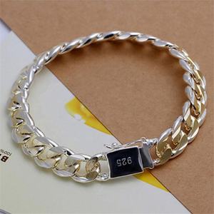 Magnifique bracelet en chaîne cubaine classique en argent plaqué argent pour hommes - Product Image 3
