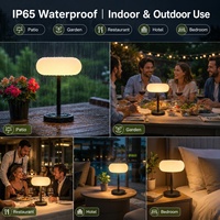 Lampe de table LED solaire rechargeable, étanche IP65, sans fil USB-C, 4000 mAh, commande tactile, simple, flexible, DC, pour extérieur