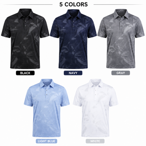 Camiseta de Polo de Golf Personalizada con Camuflaje Negro para Hombre, Diseño de Puntos, Secado Rápido, Elástica, Fabricante de Ropa de Golf OEM ODM de Marca Privada - Product Image 2