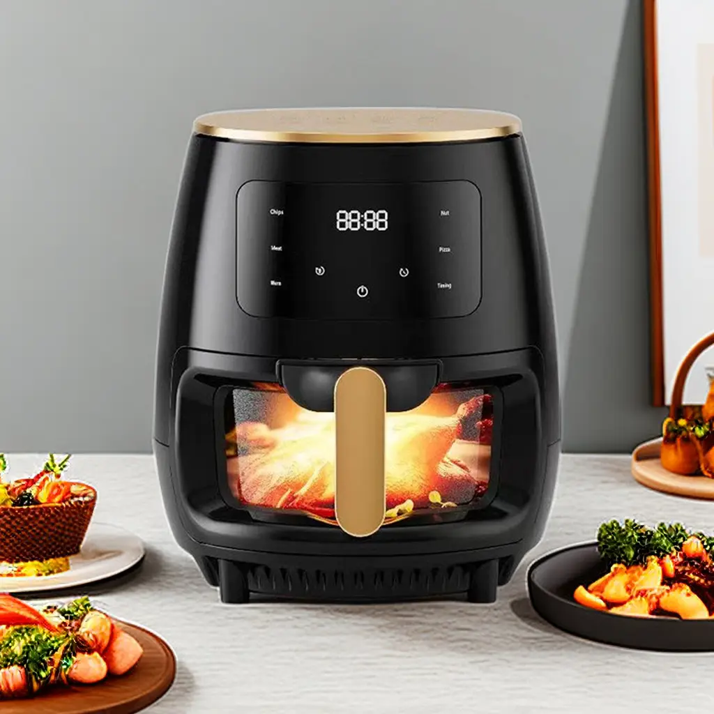 Dapur kaca panas penghemat energi bebas minyak 8l perak crest air fryer 6l untuk dijual 4l air fryer