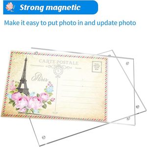 Marco de Fotos Magnético de Acrílico Transparente Personalizado, Doble Cara, Imán Fuerte, 5x7 4x6, Resistente a los Rayos UV, <span class=keywords><strong>para</strong></span> Escritorio - Product Image 4