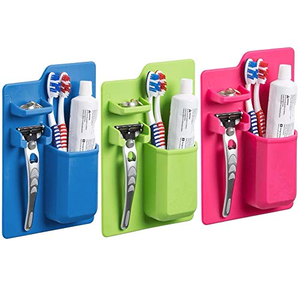 Support mural multifonctionnel pour salle de bain, organiseur de rangement pour tasses, support intelligent en silicone pour brosses à dents et dentifrice, personnalisable avec logo - Product Image 4