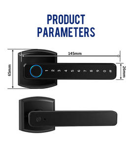 Serrure de porte intelligente biométrique TTlock Tuya avec poignée de porte et cylindre à levier C - Product Image 4
