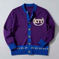 Cardigans en tricot surdimensionnés unisexes personnalisés pour hommes, broderie, manches longues, col rond, boutons