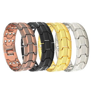 <span class=keywords><strong>Bracelet</strong></span> magnétique plaqué cuivre <span class=keywords><strong>rouge</strong></span> mode rétro trois rangées plein aimant détachable <span class=keywords><strong>Bracelet</strong></span> en alliage de zinc magnétique lourd pour hommes - Product Image 1