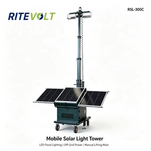 Torre de Iluminación Solar Portátil de Alta Calidad, 3 Paneles Monocristalinos de 100W, 2 LED de 50W, Elevación Manual con Cabrestante, para Jardín - Product Image 5