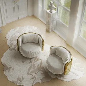 定制新设计高品质客厅圆形豪华扶手椅金黄铜家具现代豪华沙发