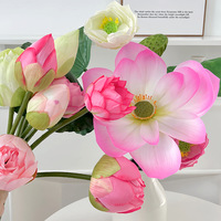 Nouvelle fleur de lotus artificielle en soie PPS, feuille de lotus pour la décoration des tables de mariage