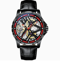 Luxuriöse Skelett-Mechanikuhr für Herren, Wasserdichte Leuchtende Automatik-Armbanduhr mit Blauem Silikonarmband