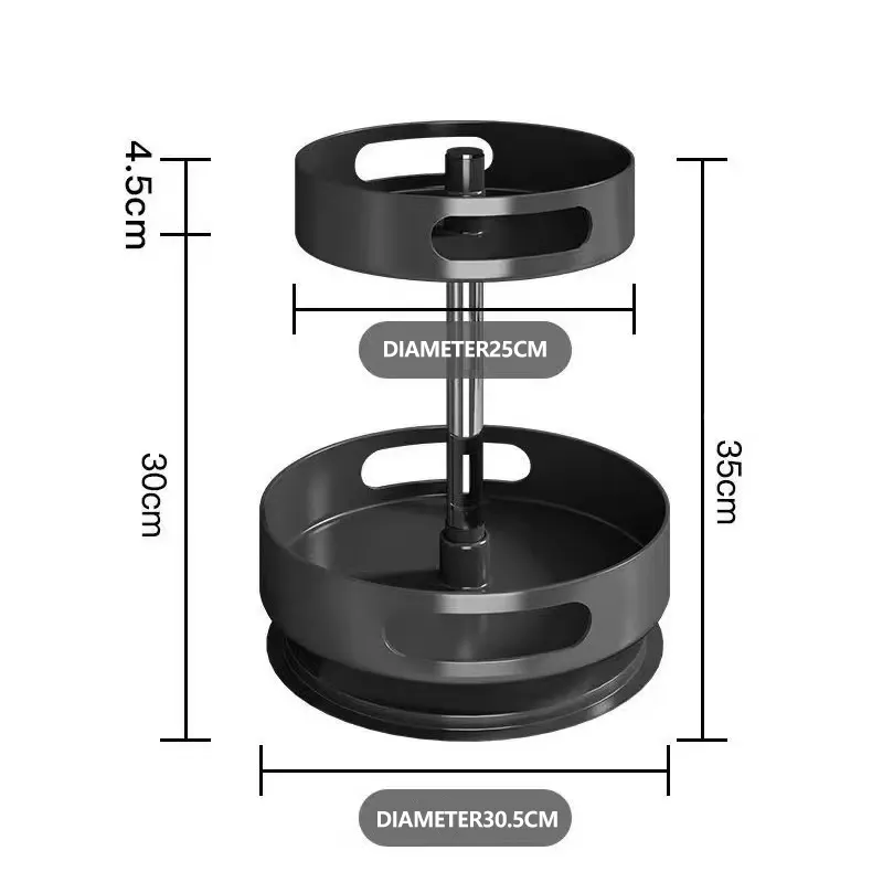 Rak penyimpanan bumbu rumah tangga berputar, rak bumbu banyak tingkat sudut berputar 360