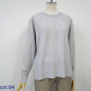 Jersey de cuello redondo de estilo informal para mujer, suéter de punto de Cachemira 100% con mangas largas, diseño de pliegue central, suave y cómodo - Product Image 3