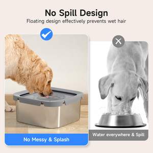 Tanque de agua grande de acero inoxidable de 4l al por mayor de fábrica para perros y gatos, cuenco para perros a prueba de salpicaduras para beber lentamente sin derrames - Product Image 2