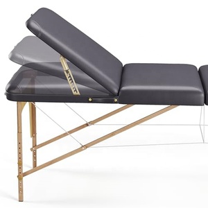 <span class=keywords><strong>Table</strong></span> <span class=keywords><strong>de</strong></span> <span class=keywords><strong>massage</strong></span> ergonomique pliable à 3 sections avec cadre en bois, appui-tête et repose-mains portables en cuir bleu minimaliste pour salon <span class=keywords><strong>de</strong></span> beauté et spa - Product Image 3
