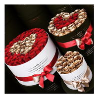 Boîtes de fleurs éternelles personnalisées en or et noir, roses préservées enchantées, durables 3-5 ans, faites à la main, pour la fête des mères, la remise des diplômes, Noël