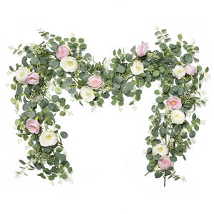 نبات حرير صناعي لتغطية الأنابيب وديكور السقف، محاكاة للورد واليوكاليبتوس، مناسب لحفلات الزفاف في الصين - Product Image 2