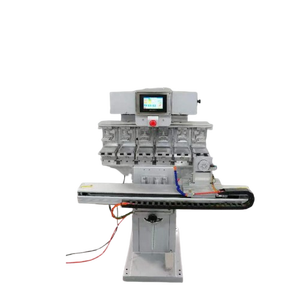 Machine d'impression par tampon multi-couleurs à 6 stations, commande automatique PLC pour le marquage de logos sur petites pièces en plastique, métal, verre - Product Image 1