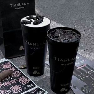 Vasos de Plástico Negro Esmerilado de 16oz y 22oz, Personalizados, Reciclables, de Grado Alimenticio PP, con Tapas y Pajitas - Product Image 2